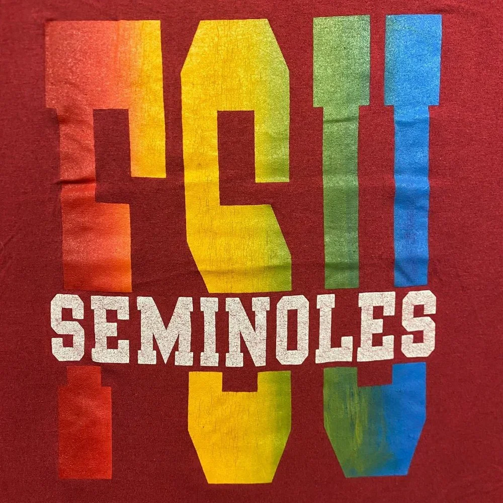 Vintage 80s Florida State Seminoles T-Shirt Dark Red XL Single Stitch Colorful - Picture 2 of 5